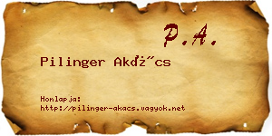 Pilinger Akács névjegykártya